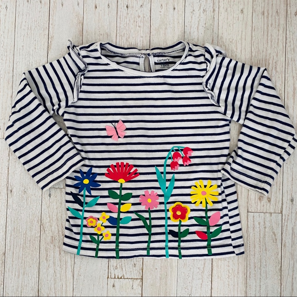🌈🌷Long Sleeve Striped Ruffle Shoulder Top 🌼🌈